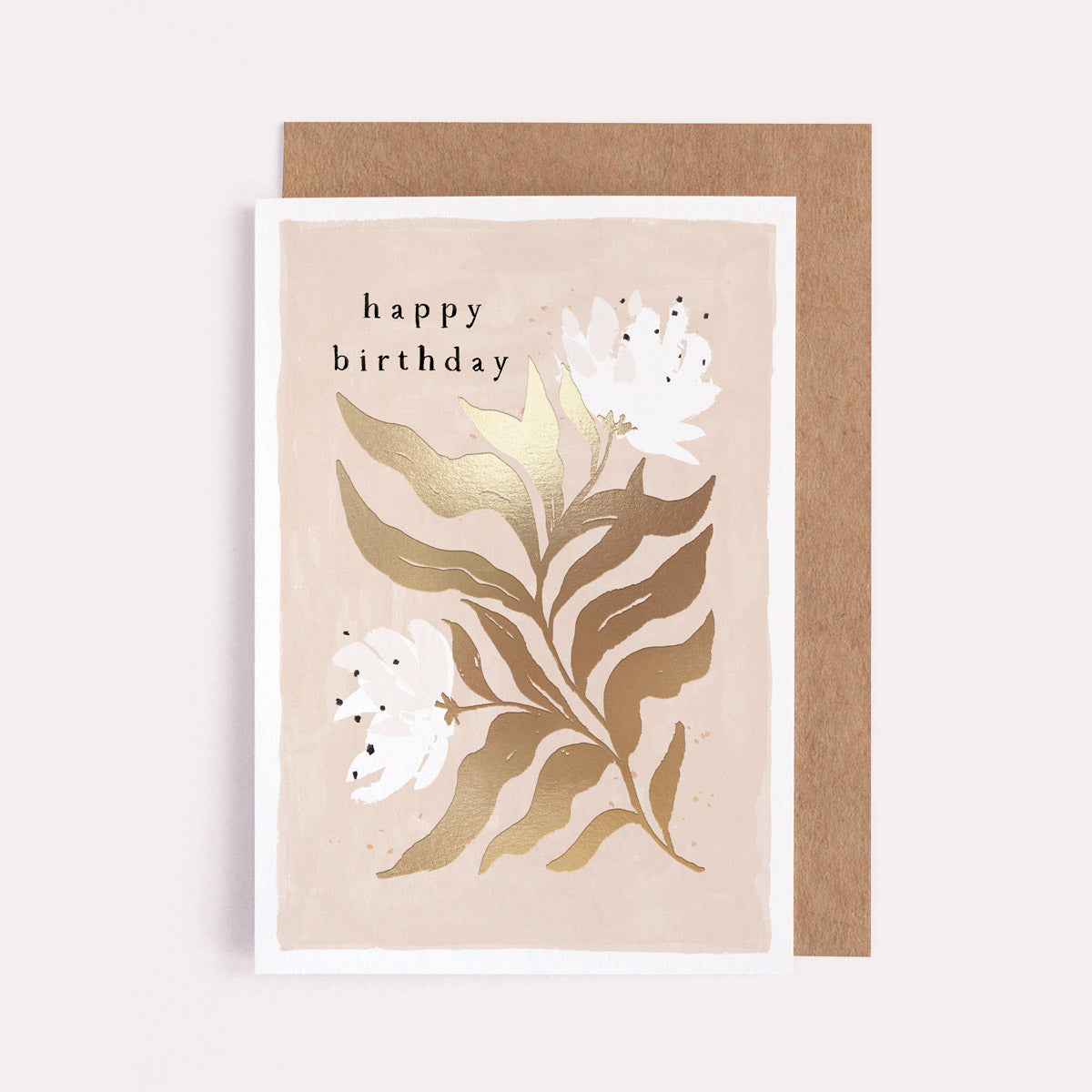 A floral birthday card with gold foil details from Sister Paper Co.