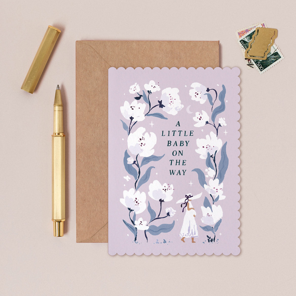 Pregnancy card shown as a baby shower card