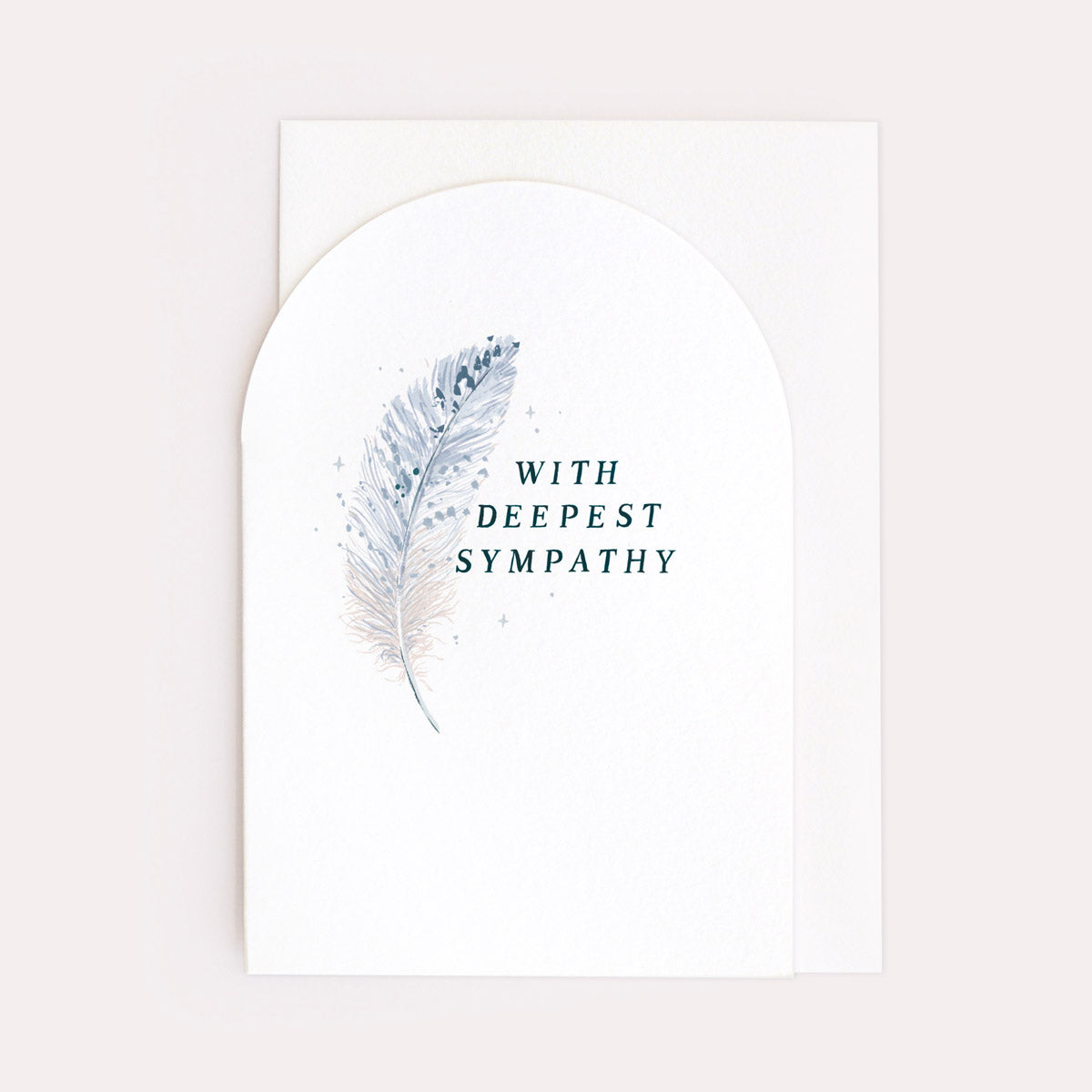 A sympathy card featuring a feather from Sister Paper Co.