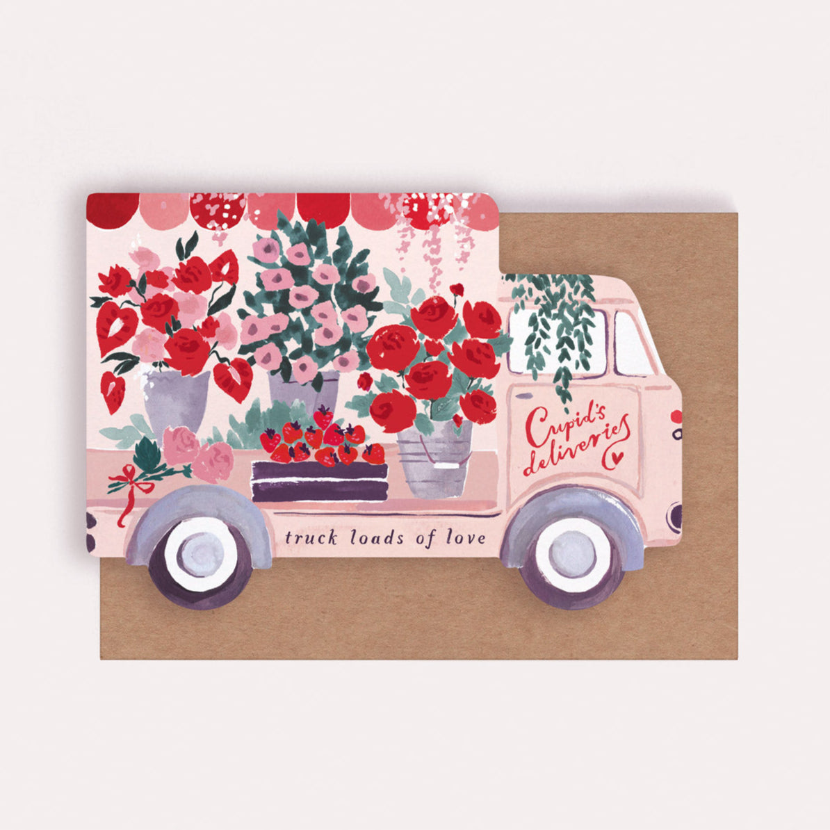 Truck loads of love, roses valentine's card.