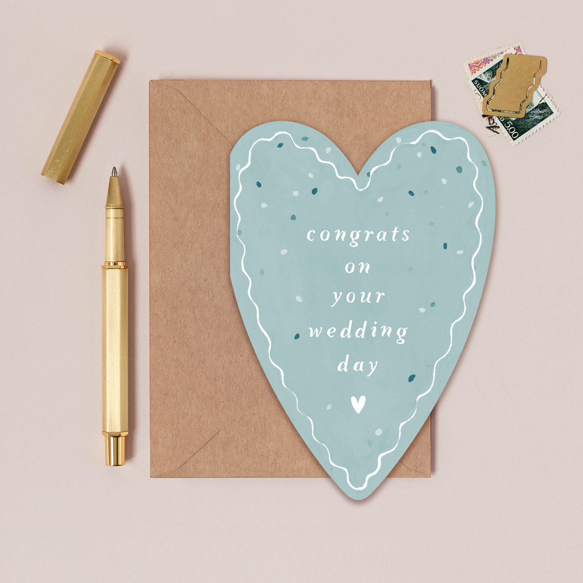 Heart shape wedding card for newlyweds