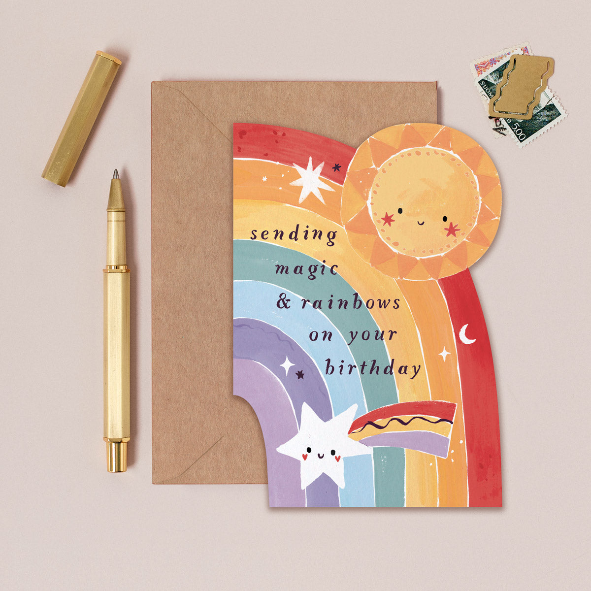 Rainbow birthday card for children