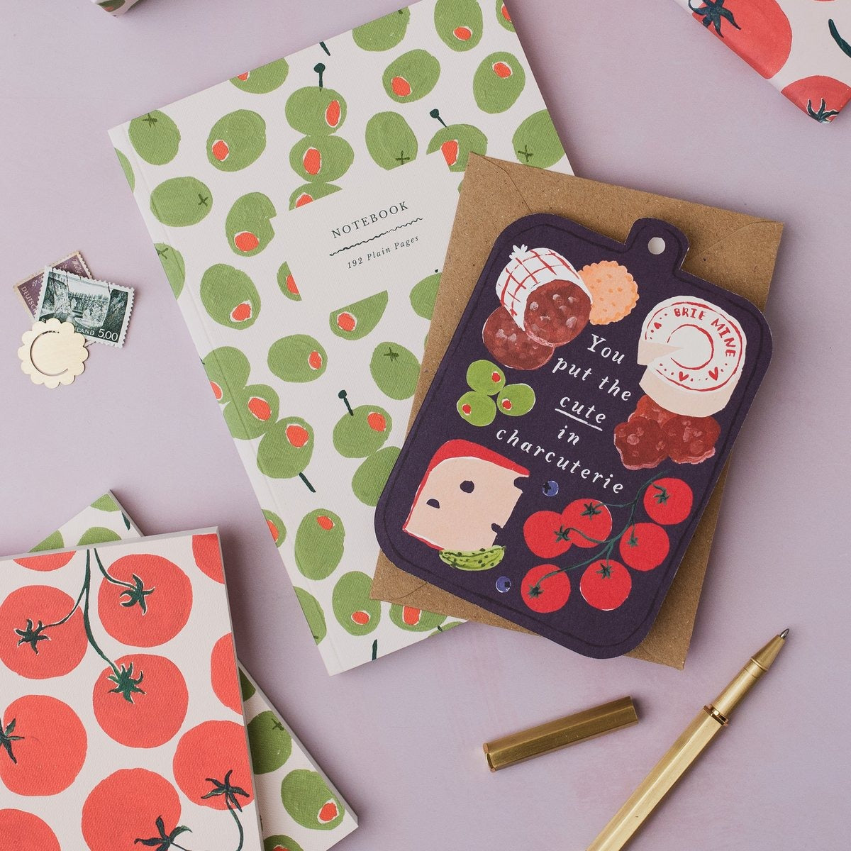 Charcuterie board love card shown in detail