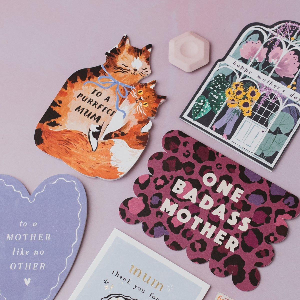 Cat Mother's Day card with its kraft envelope