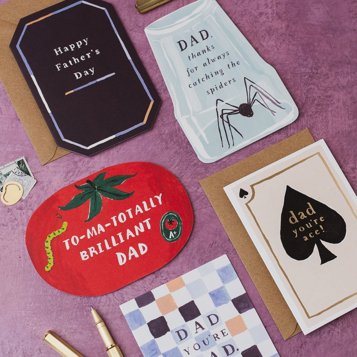 Tomato Father's Day card styled with props