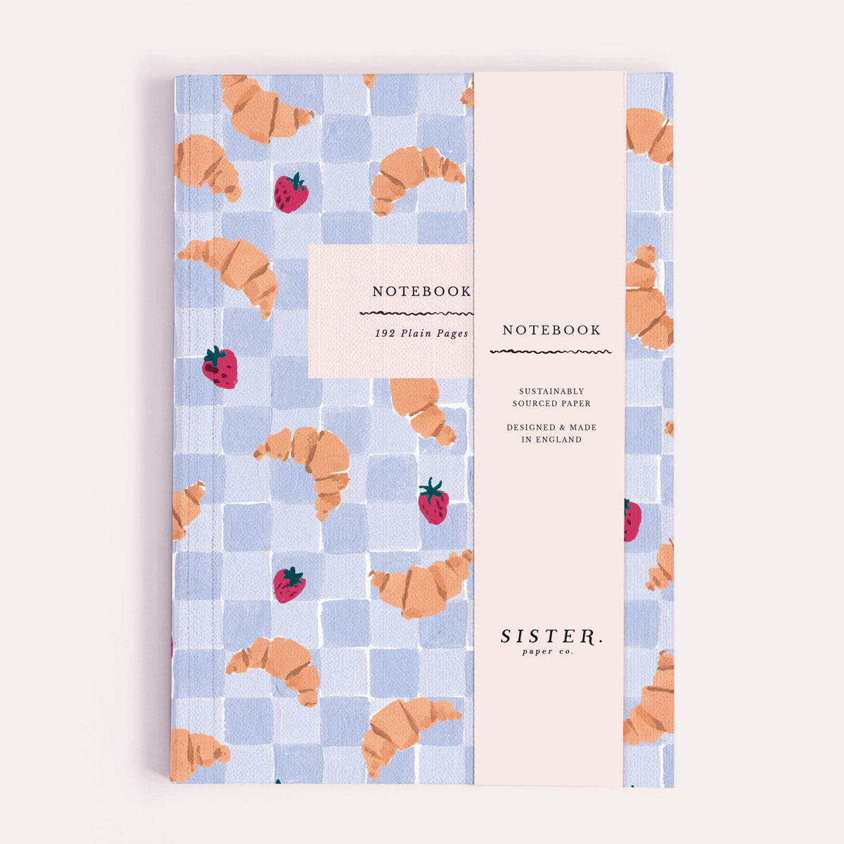 Croissant Cafe notebook shown close up