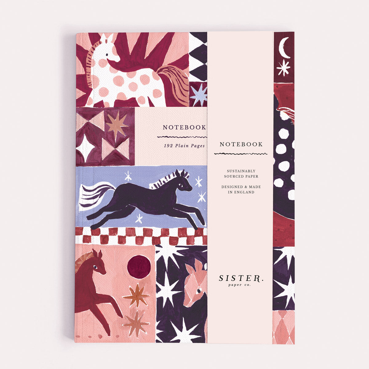 Wild & Free horse notebook shown close up