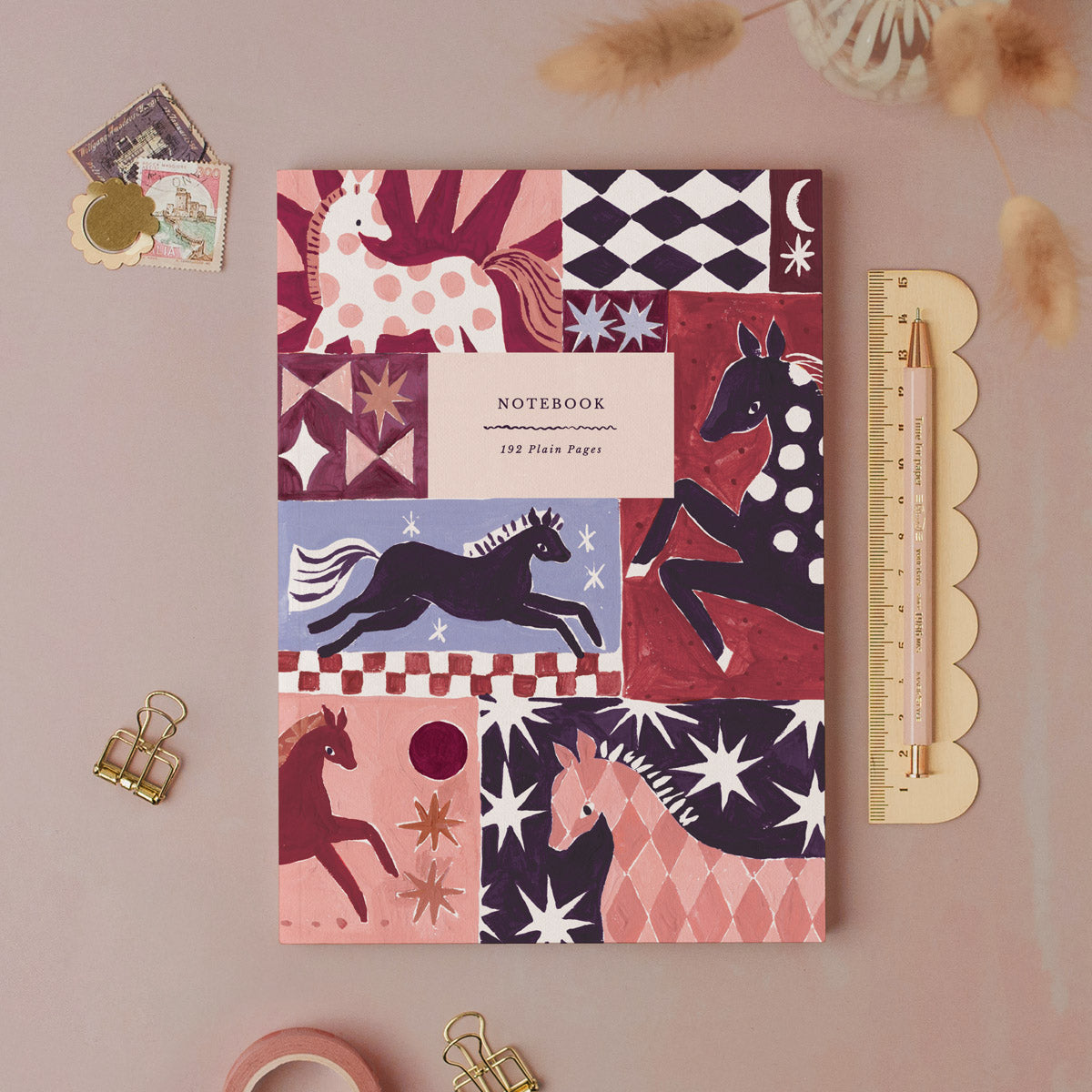 Wild & Free horse notebook shown from the back