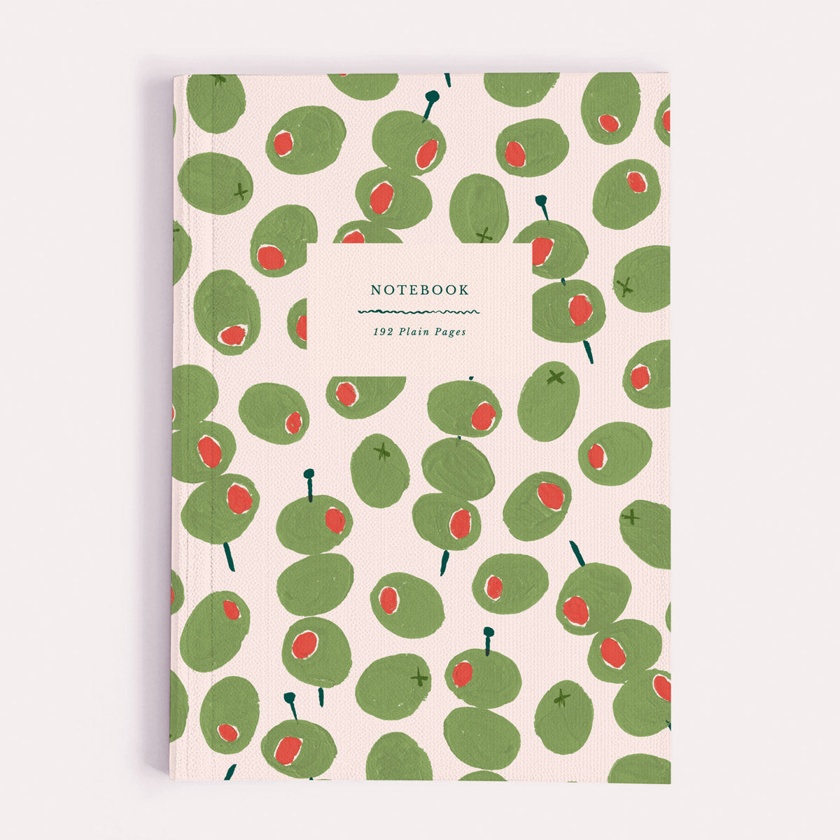 Olives notebook, A5 plain page journal with a hand-painted olives cover