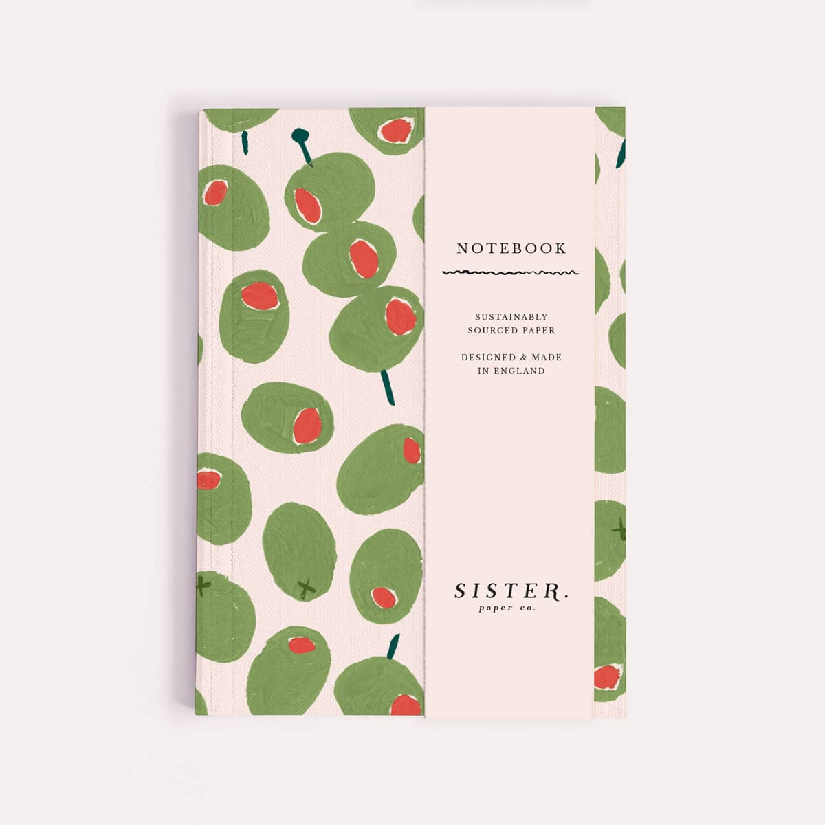 Olives pocket notebook shown close up