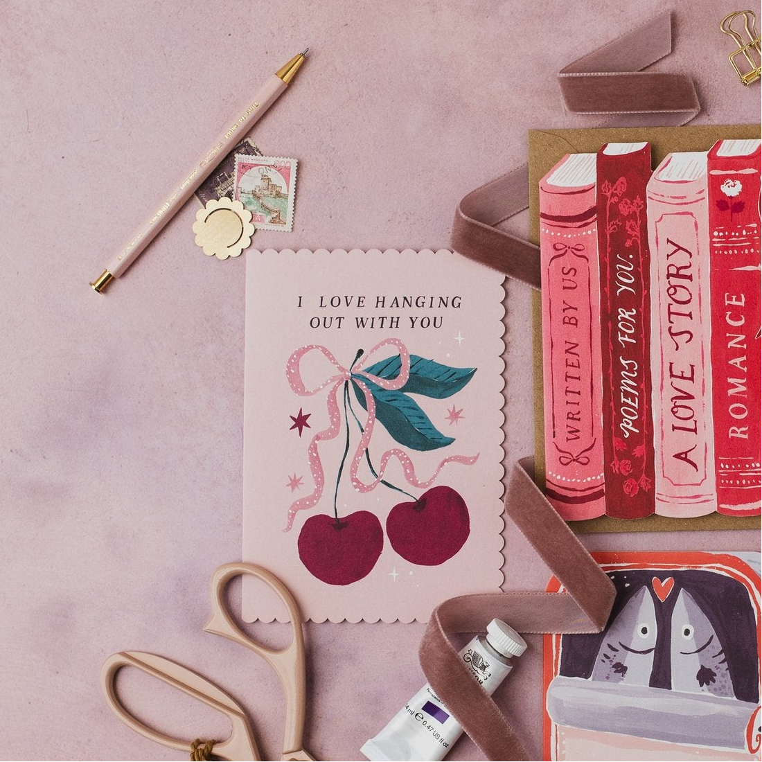 Sister Paper Co Valentine's cards displayed together