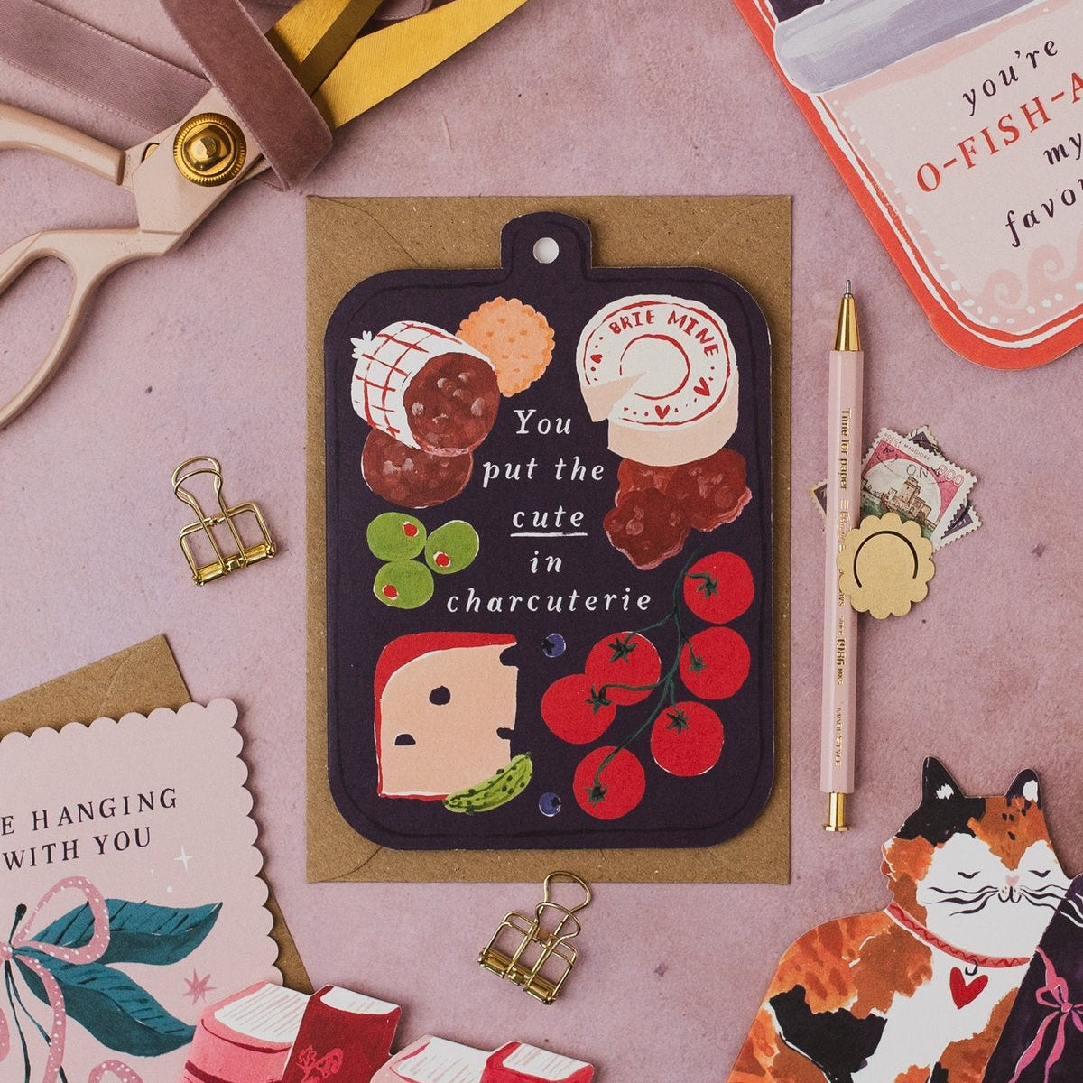 Sister Paper Co Valentine's cards styled in a flat lay