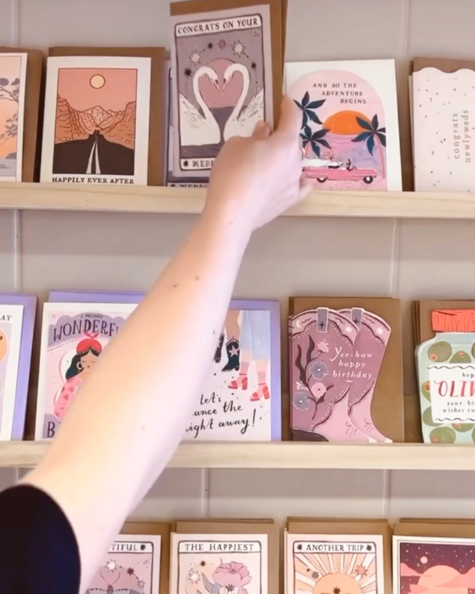 wholesale greeting cards being displayed in a store