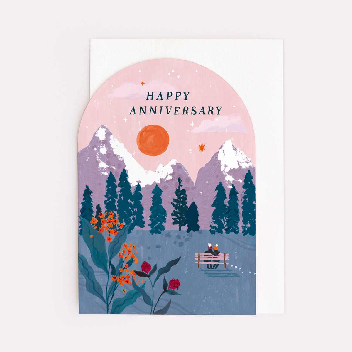 An anniversary card featuring a couple in a nature park from the occasions card collection at Sister Paper Co.