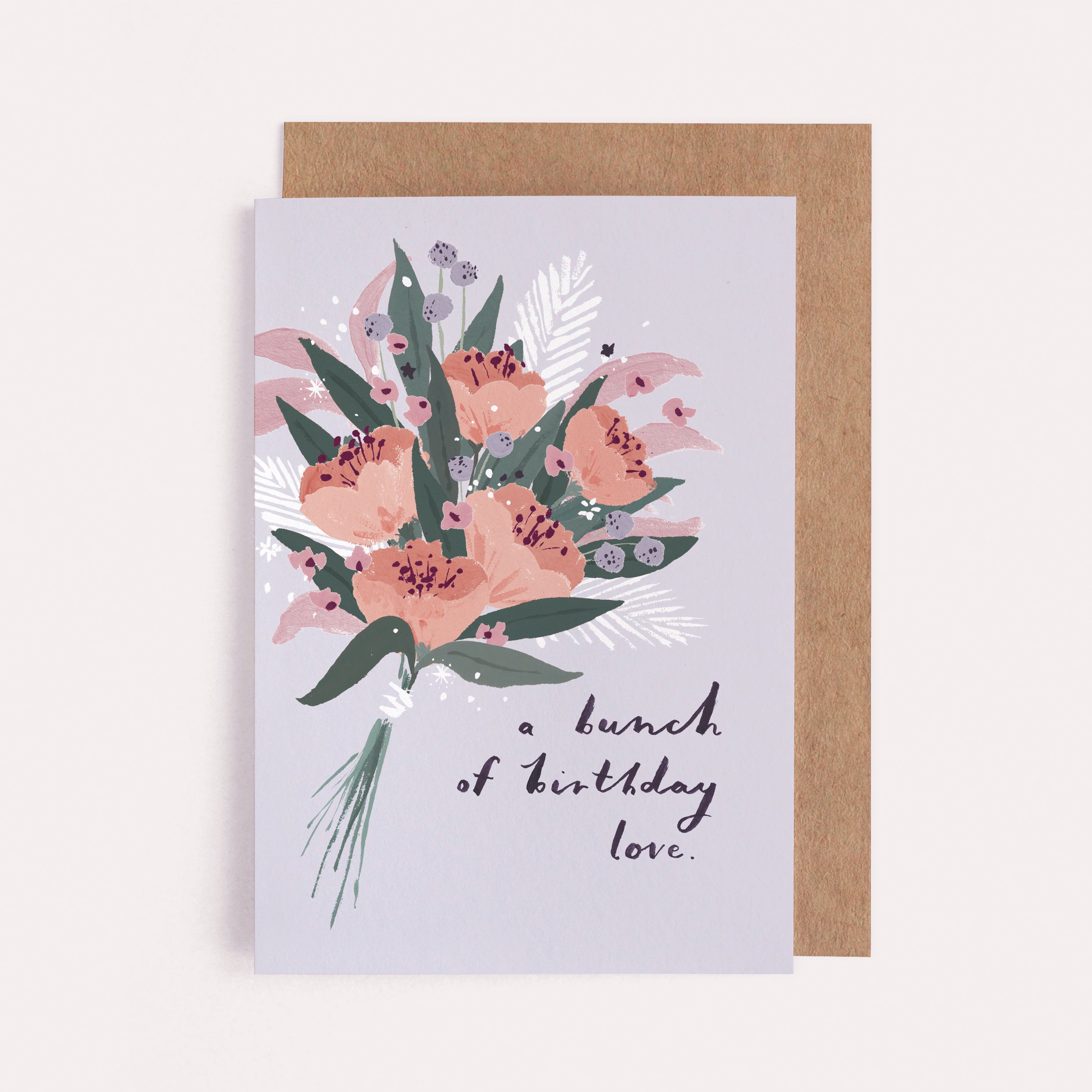 A bouquet of flowers on a female friend birthday card from the womens birthday card collection at Sister Paper Co.