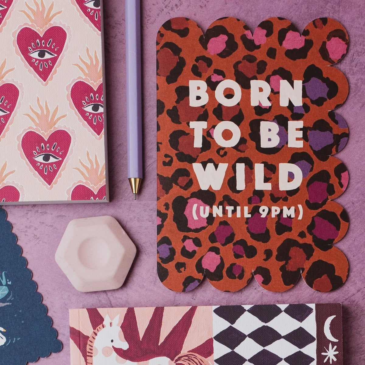Leopard print birthday card with its kraft envelope