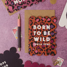 Leopard print birthday card shown in detail