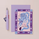 Cat birthday card design shown close up