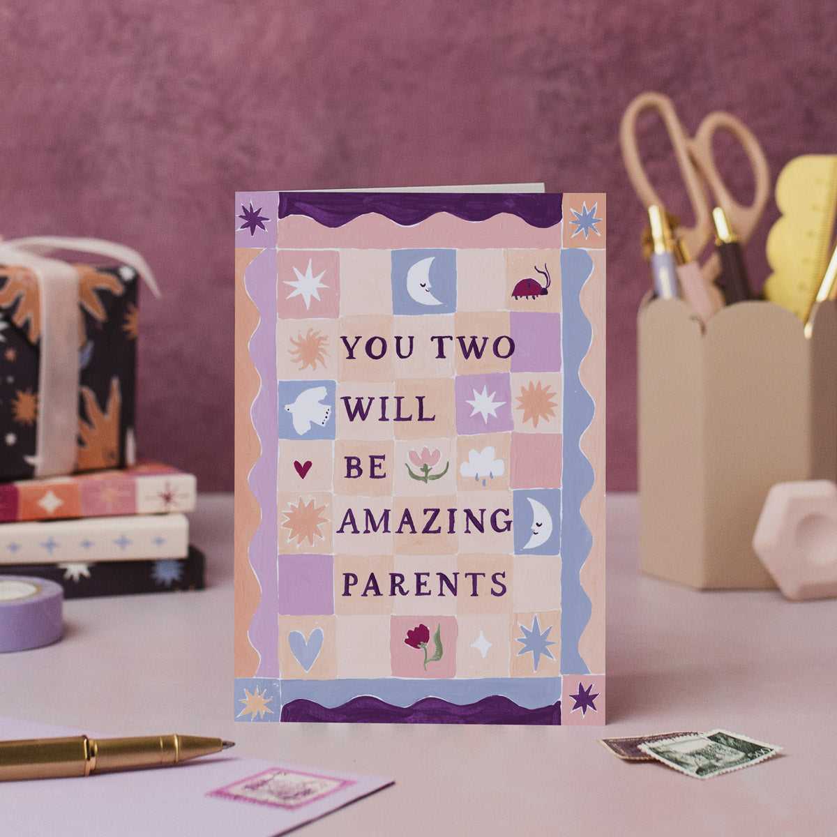 New parents baby card shown in detail