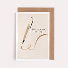 A greeting card with fountain pen artwork and with gold foil details from Sister Paper Co.