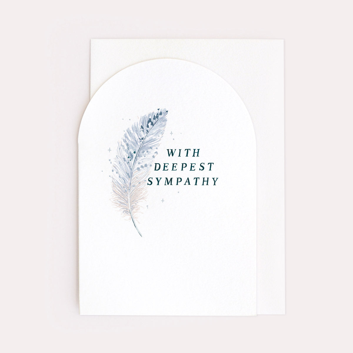 A sympathy card featuring a feather from Sister Paper Co.