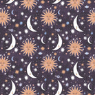 Smiling suns, moons, stars and planets adorn this gift wrap sheet.