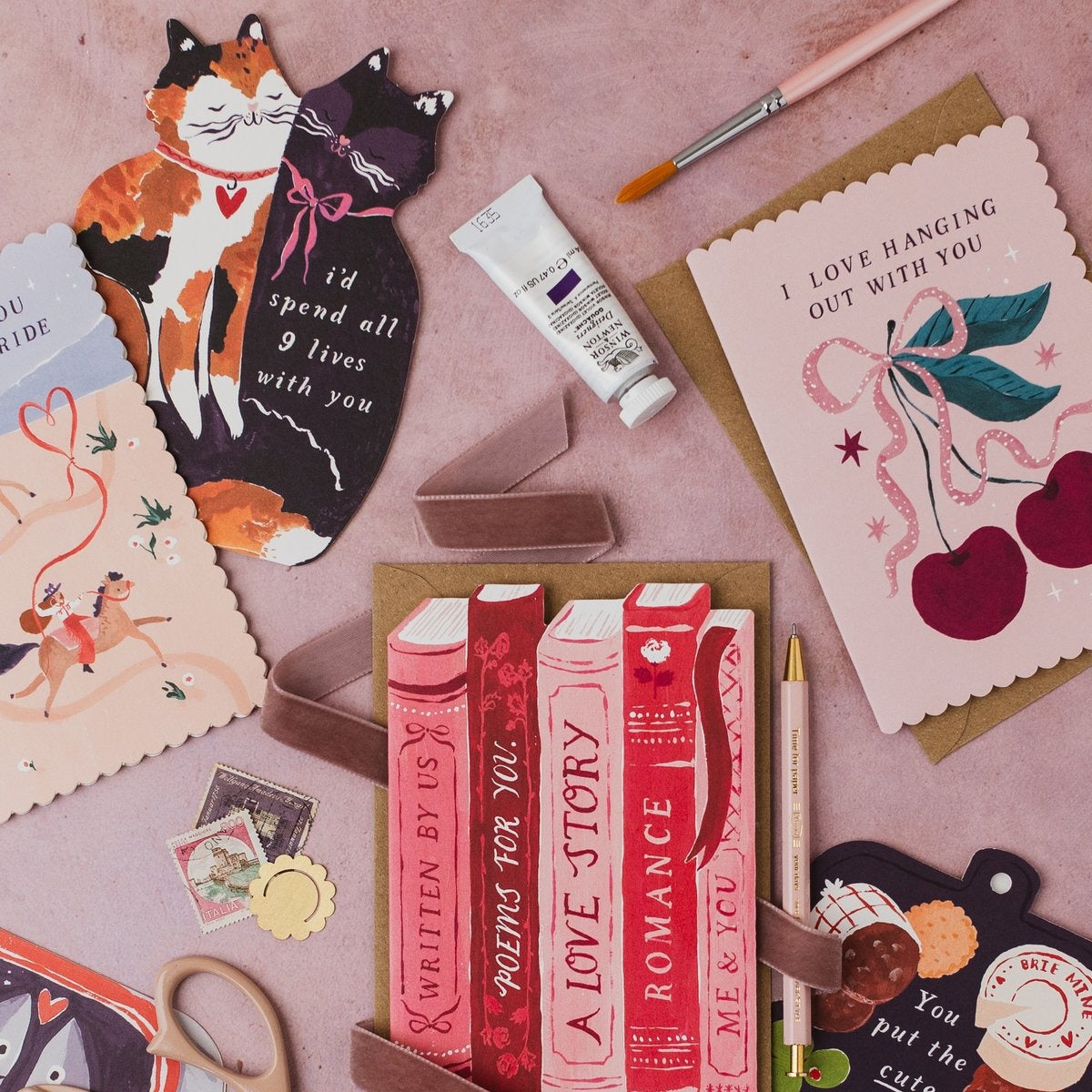 Nine lives cats anniversary card styled lifestyle photo