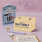 Butter birthday card styled with props