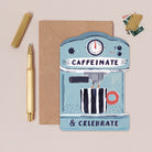 Coffee birthday card design shown close up