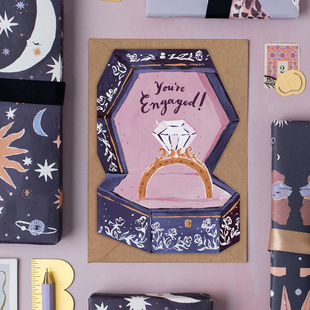 Ring box engagement card by Sister Paper Co