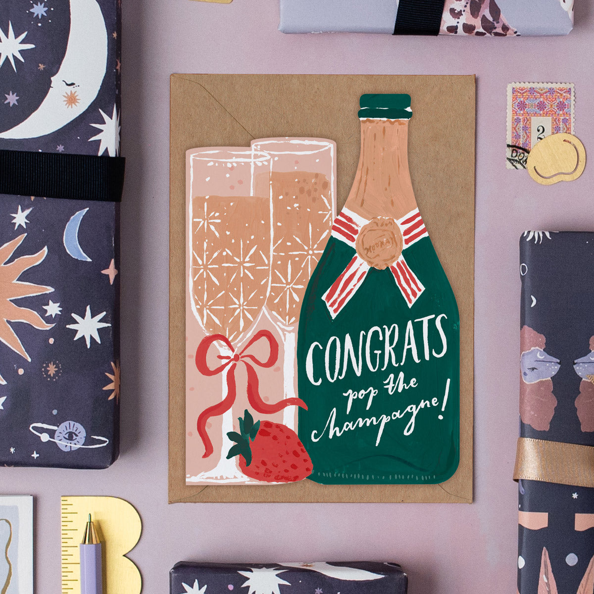 Champagne congratulations card by Sister Paper Co