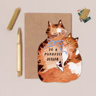 Cat-shaped Mother's Day card design shown close up