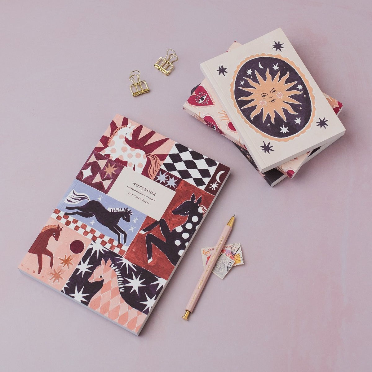 Wild & Free horse notebook styled in a flat lay