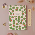 Olives notebook shown from the back