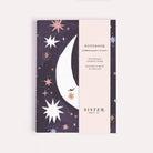 Sleeping moon pocket notebook shown close up