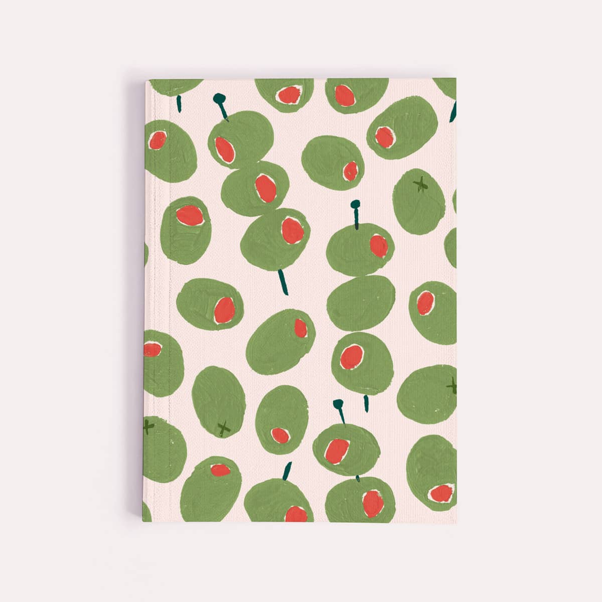 Olives pocket notebook, A6 plain page journal with a hand-painted olives cover