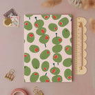 Olives pocket notebook shown from the back