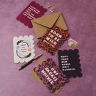 Sister Paper Co Valentine's and Mother's Day cards in a styled flat lay