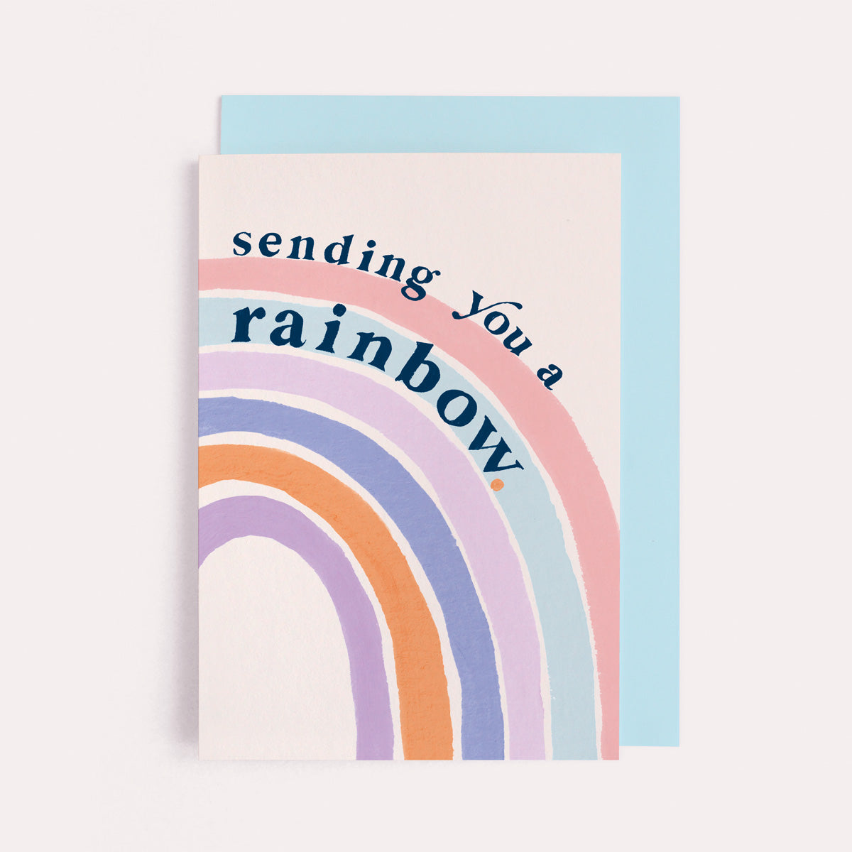 A thinking of you card with sending you a rainbow lettering on a thoughtful card from the thinking of you card collection at Sister Paper Co.