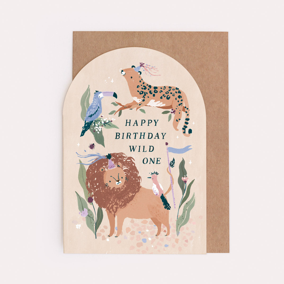 A kid's birthday card featuring jungle animals from Sister Paper Co