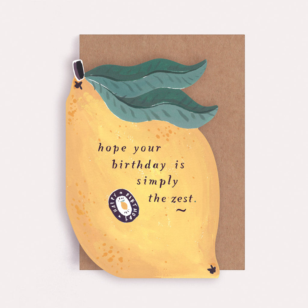 A lemon shaped birthday card from Sister Paper Co.