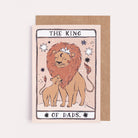 The King Of Dads card from the Tarot collection at Sister Paper Co features a king lion and his cub.